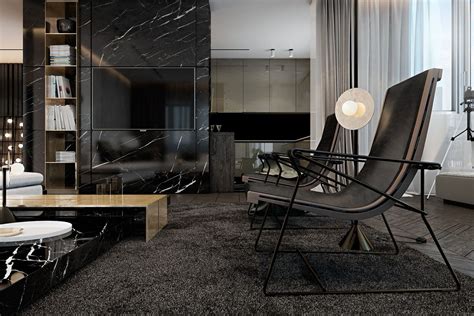 Three Luxurious Apartments With Dark Modern Interiors Dark Living