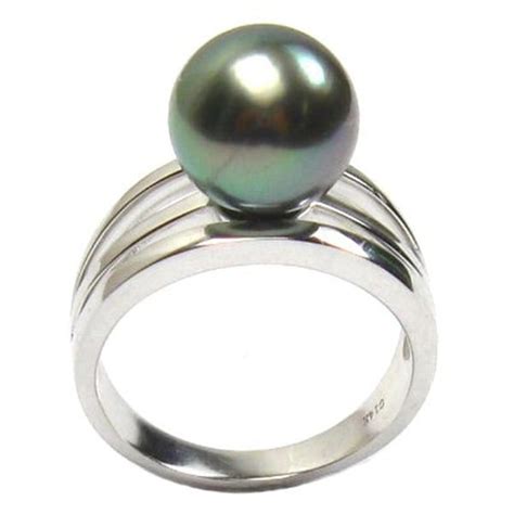 Black Pearl Ring Etsy