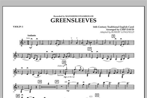 63 free violin sheet music greensleeves printable pdf docx download zip these pictures of this page are about:greensleeves violin sheet music. Greensleeves - Violin 1 Sheet Music | Robert Longfield | Orchestra