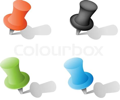 Die Farbe Push Pin Mit Schatten Auf Vektorgrafik Colourbox