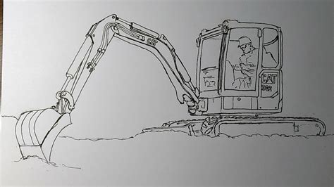 How To Draw A Excavator Cat 302 Mini Excavator Youtube