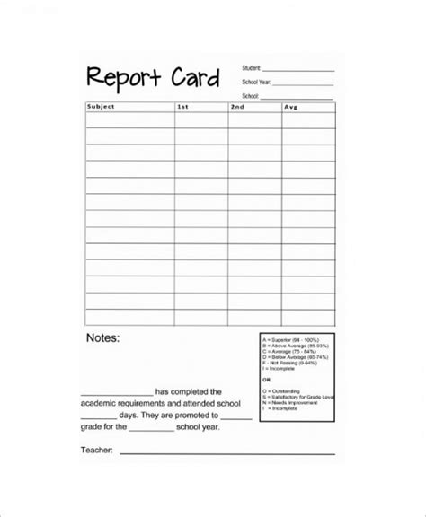 Report Card Printable