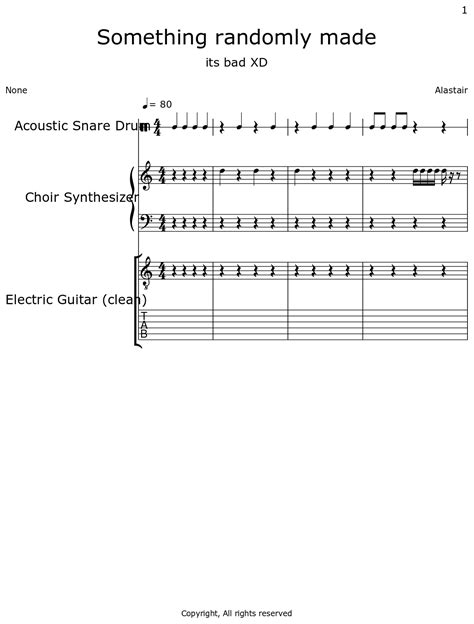 Something Randomly Made Sheet Music For Drum Set Choir Synthesizer