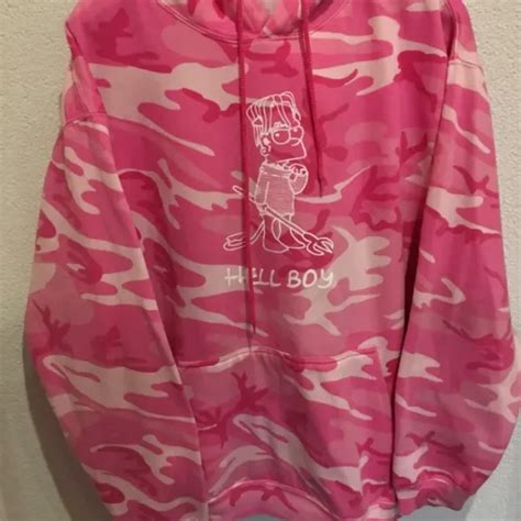 Lil Peep Hellboy Camo Pink Hoodie Wool Jacket Oskar Jacket