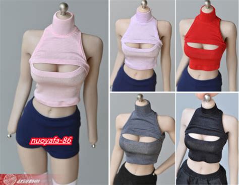 1 6 open chest tight t shirt tops clothes fit 12 female ph tbl figure body toy ebay