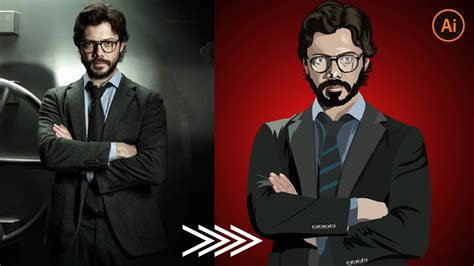 История о гениальном ограблении, которое пошло не по плану. Money Heist professor Vector-Art time-lapse | Illustrator ...