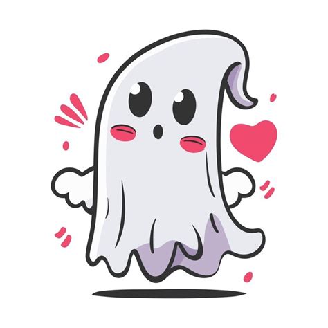 Premium Vector Cute Ghost With Love