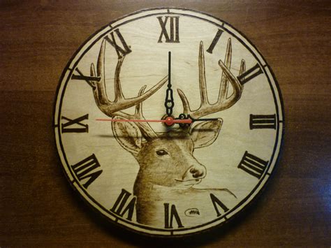 Deer Clock Wood Burning Art Deer Ts Deer Clock