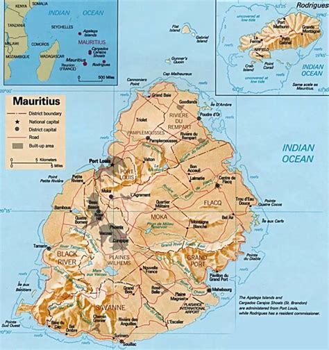 Mauritius Physical Map Mapsofnet
