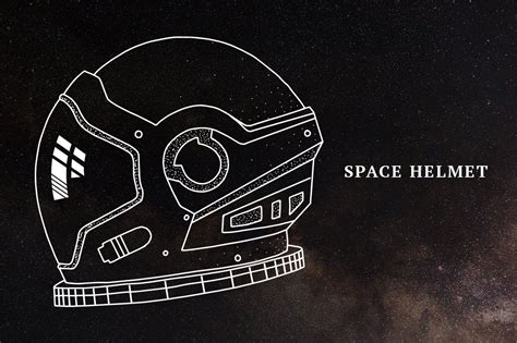 Hand Drawn Space Helmet Custom Designed Illustrations