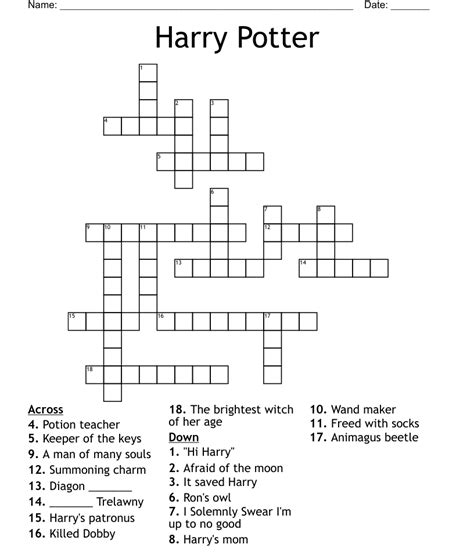 Harry Potter Crossword Wordmint