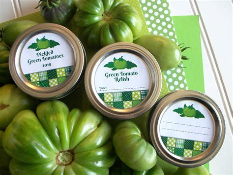 Colorful Adhesive Canning Jar Labels Country Quilt Green Tomato Canning Labels For Pickles