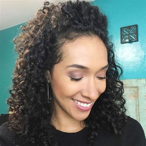 Voluminous Half Up Half Down Hairstyle For Long Curly Hair Soft Curls