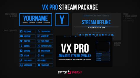 Vx Pro Animated Blue Stream Package For Twitch Youtube
