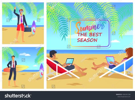 Summer Best Season Cute Vector Illustrations Stock Vector Royalty Free