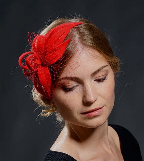 Red Vintage Style Fascinator Headpiece For Everyday Or Your