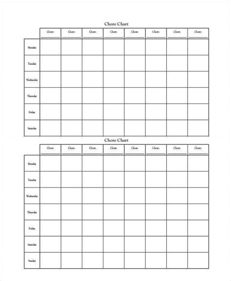 Monthly Chore List Excel 43 Free Chore Chart Templates