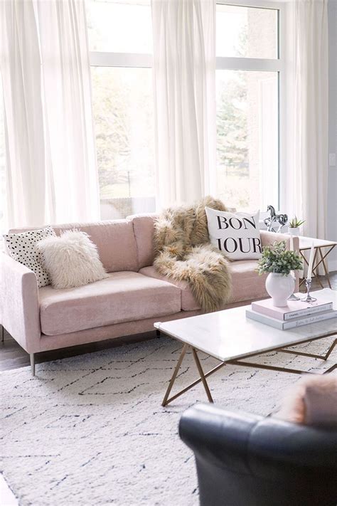 Blush Pink Sofa Living Room Decor Inspiration Pretty Little Details