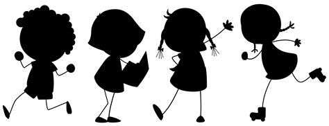 A Set Of Silhouette Children 363501 Vector Art At Vecteezy