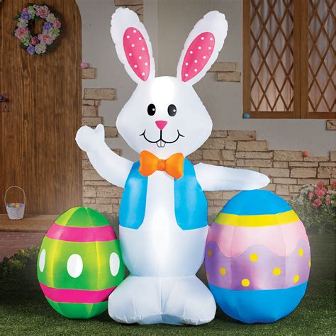 1000 x 1000 jpeg 156 кб. 5 Ft Easter Bunny with Eggs Inflatable Yard Decoration | eBay