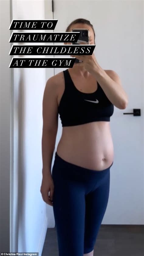 Christina Ricci Shows Off Her Baby Bump As She Poses In Sports Bra And Leggings Ahead Of Gym