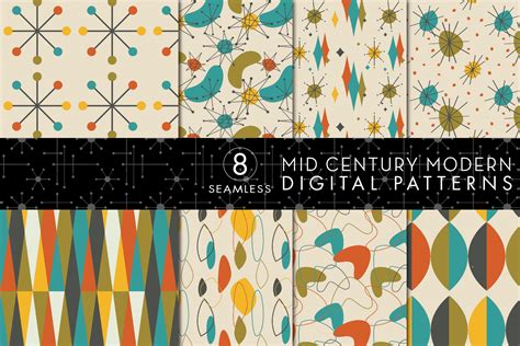 8 Seamless Mid Century Modern Patterns Graphic By Eyestigmatic Design