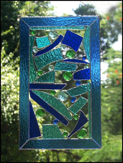 Stained Glass Art Abstract Design Stained Glass Sun Catcher Etsy