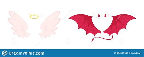 Angel And Devil Wings Cartoon Costume Of Bad Evil Or Goodness Stock