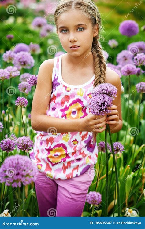Girl In The Garden Stock Image Image Of Happy Outdoors 185605547