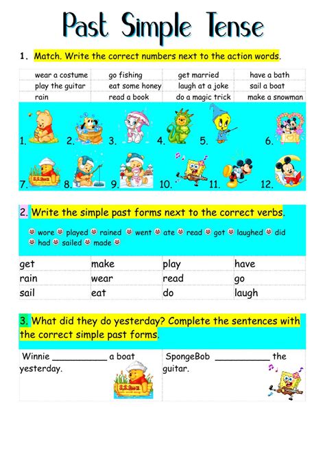 However, in the 19th century snuck started appearing, and is now the more common version for the past tense of sneak. most irregular verbs become regular over time, but sneak has become irregular. Past Simple Tense: Past simple online worksheet