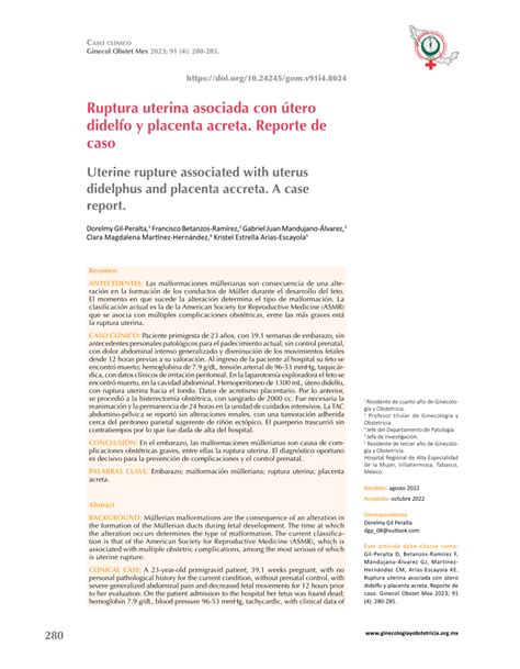 PDF Uterine Rupture Associated With Uterus Didelphus And Placenta