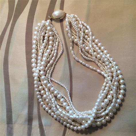 Multi Strand Faux Pearl Necklace By Ourladyofcraft On Etsy