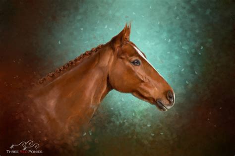 Chestnut Thoroughbred Horse Painting By Michelle Wrighton Three Red