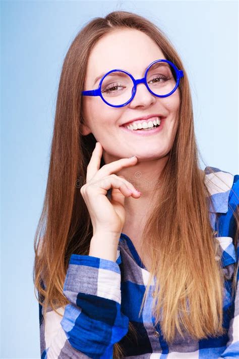 Happy Smiling Nerdy Woman In Weird Glasses Stock Image Image Of Woman Genius 99840549