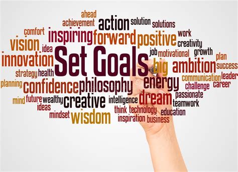 Set Goals Word Cloud And Hand With Marker Concept Stock Image Image
