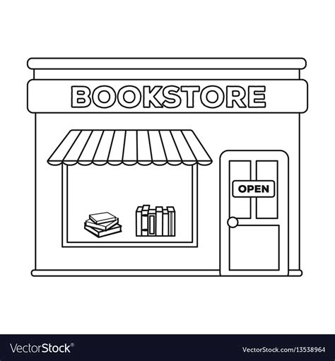 Bookstore Icon In Outline Style Isolated On White Vector Image