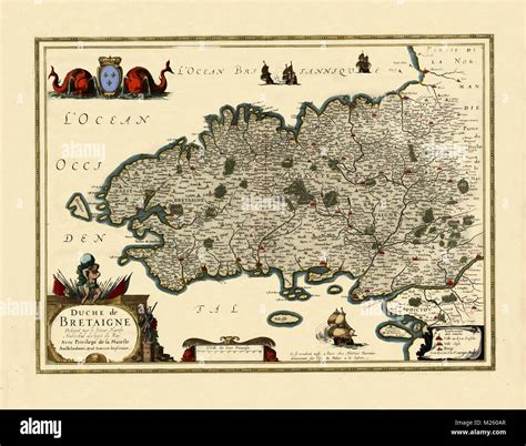 Historische Karte Der Bretagne Frankreich Ca 1636 Stockfotografie Alamy