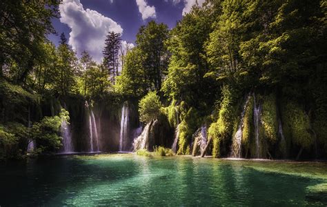 壁紙、クロアチア、公園、滝、湖、plitvice Lakes National Park、岩、木、自然、ダウンロード、写真