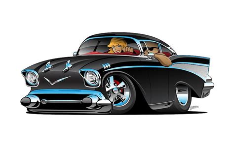 57 Classic Car Cartoon Drawing By Jeff Hobrath Fine Art America