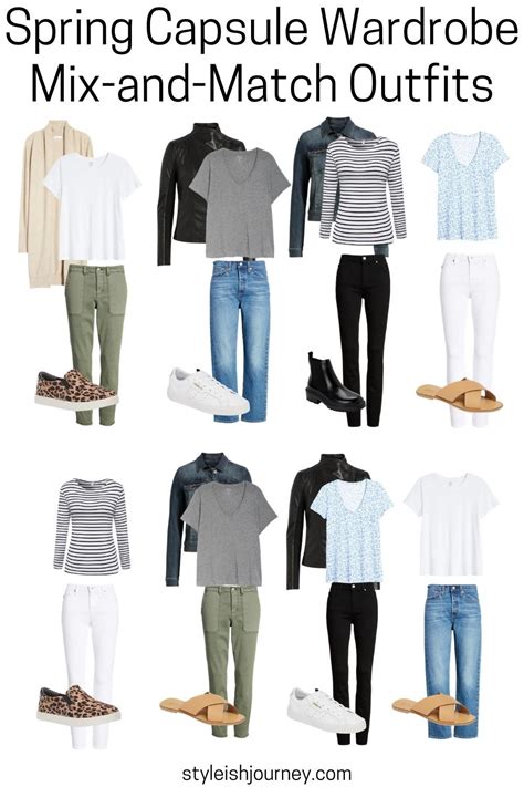 A Bunch Of Clothes And Shoes With The Words Spring Capsule Wardrobe Mix