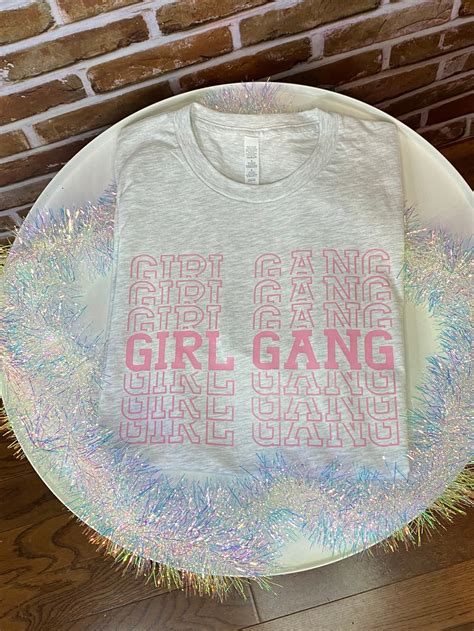 Girl Gang Graphic Tee Pink Feminist Shirt Women Etsy