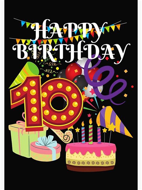 Happy Birthday Party Scene Celebration Happy 10th Birthday Poster By Rosroy61 Redbubble