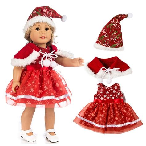 18 Girl Doll Red Christmas Dress Winter Scarf Christmas Bitty Baby