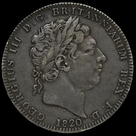 1820 George Iii Milled Silver Lx Crown