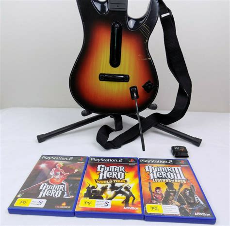 Playstation 2 Ps2 Wireless Guitar Hero Controller Dongle 3x Games