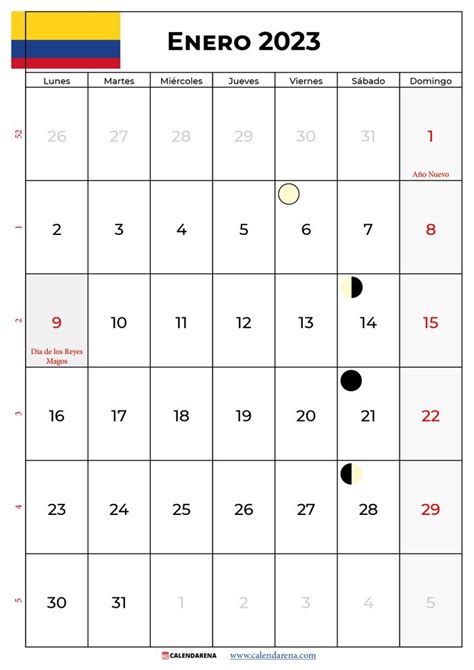 Calendario Enero 2023 Con Festivos Colombia Calendario Enero