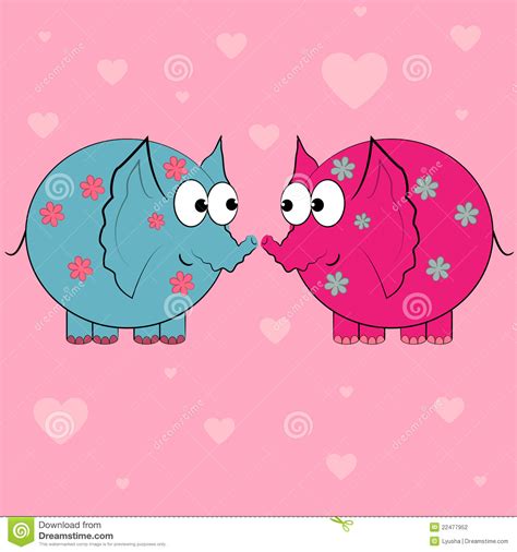 Couple In Love Valentine Cardcartoon Animals Stock Vector