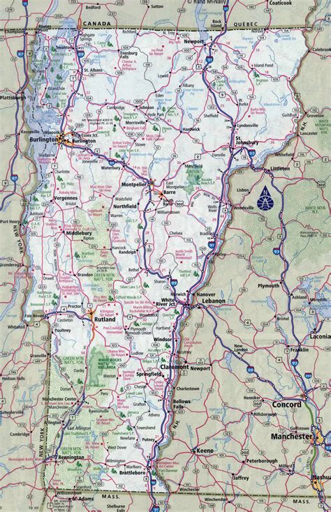 Large Detailed Roads And Highways Map Of Vermont State With All Cities