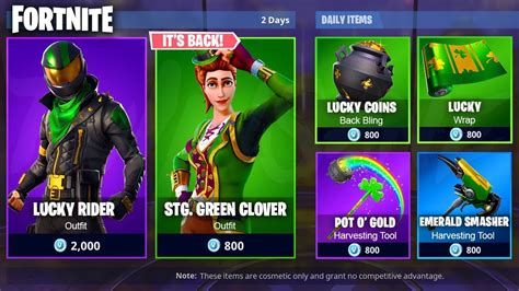 New Lucky Rider Fortnite Item Shop March 17th Stg Green Clover