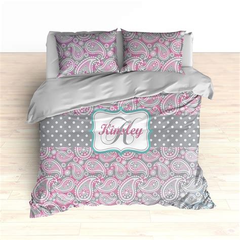 Paisley Pattern Bedding Ombre Color Gradient Purple Pink And Teal Duvet Or Comforter Set In